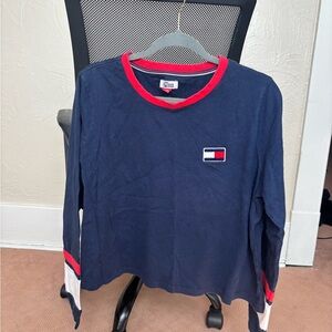 Tommy Hilfiger Denim Navy and Red Long Sleeve Tee